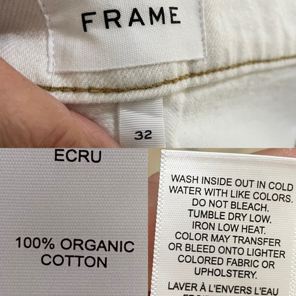 FRAME DENIM Womens Shorts High-Rise Ecru Cuffed Hem Ivory Cotton Size 32 - Picture 12 of 12